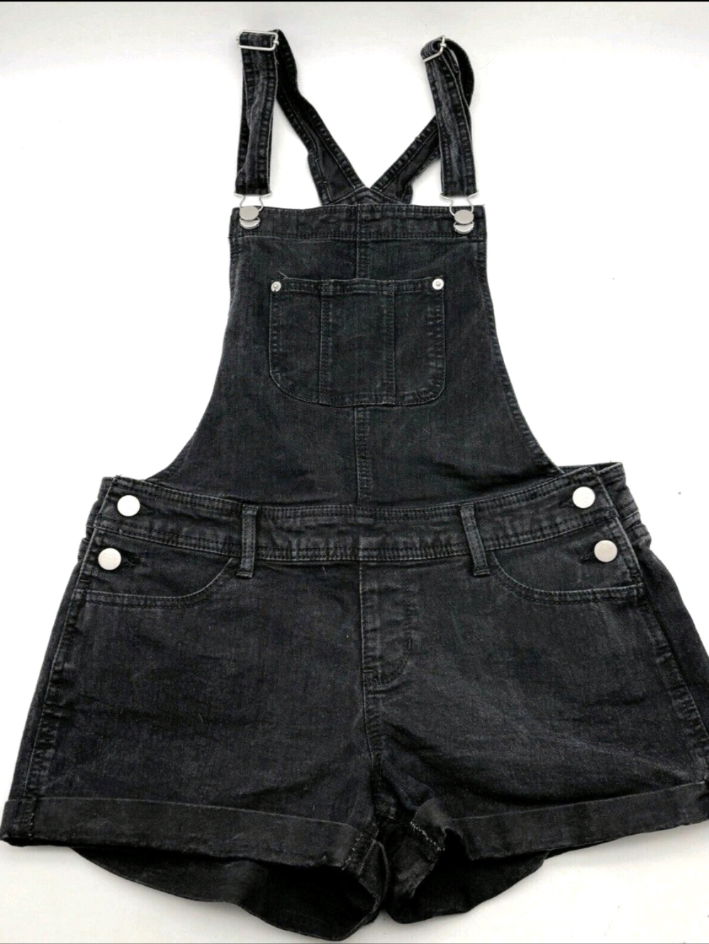 No Boundaries Black Denim Short Overalls